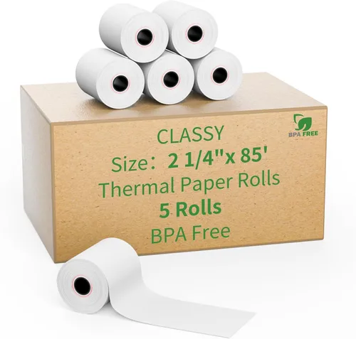 Vista 9 de CLASSY Rollo de papel de registro térmico de 2 1/4" x 50' pies, 5 rollos