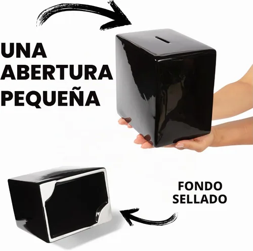 Vista 2 de Hucha de cerámica para adultos, debe romperse para sacar el dinero Negro