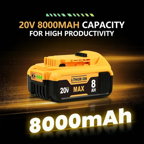 Vista 8 de 8.0Ah Compatible con la batería DeWalt 20V Max DCB200 DCB201 DCB180 DCB203 DCB204 DCB206 para herramientas eléctricas sin cable con indicador LED