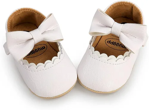 Vista 6 de Zapatos de bebé de primera calidad, zapatos de caminar para bebé, zapatos de princesa Mary Jane de suela suave, zapatos de vestir de boda, zapatos