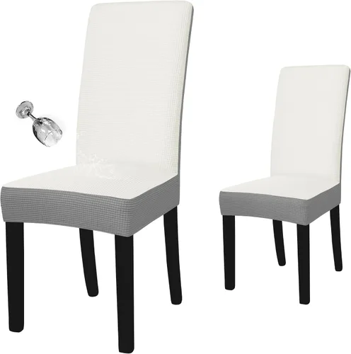 Vista 43 de Easy-Going - Juego de 2 fundas para sillas de comedor 100% impermeables, de tela Jacquard elástica, fundas protectoras removibles y lavables