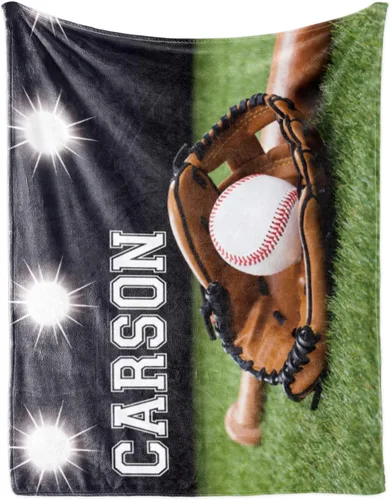 Vista 9 de Manta suave personalizada para bebés: manta de diseño de béisbol personalizada para niños con nombre y número, regalos de ropa de cama para bebés