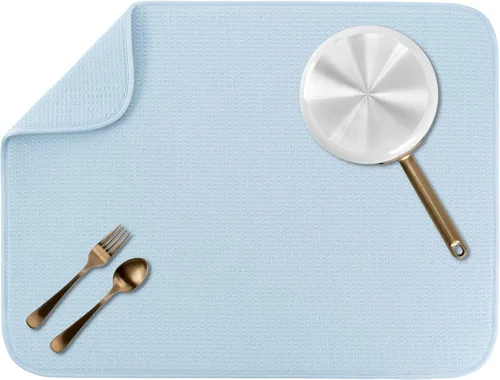 Vista 24 de S&T INC. Tapete de microfibra para secado de platos, reversible y absorbente para cocina, de 16 x 18 pulgadas, color negro