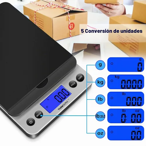 Vista 4 de THINKSCALE Báscula de envío, báscula postal de 86 libras con función de retención y desgarro, 5 unidades, apagado automático, escala de franqueo