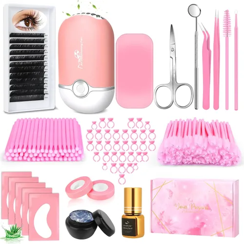 Vista 9 de ROADPLUM Kit profesional de extensión de pestañas, kit de limpieza de pestañas con pegamento para pestañas, removedor de pegamento, parches de gel