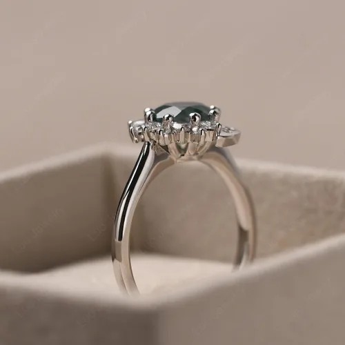 Vista 5 de LUO - Anillo de compromiso de plata de ley S925 con forma redonda de 0.276in con piedras preciosas para mujer