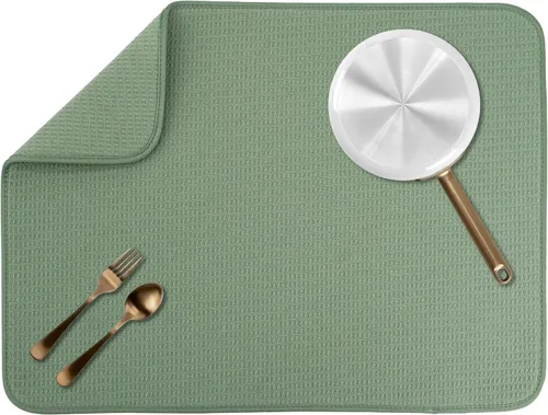 Vista 31 de S&T INC. Tapete de microfibra para secado de platos, reversible y absorbente para cocina, de 16 x 18 pulgadas, color negro