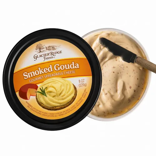 Vista 2 de Glacier Ridge Farms Gouda Ahumado Gourmet Queso Untable 8oz (una taza)