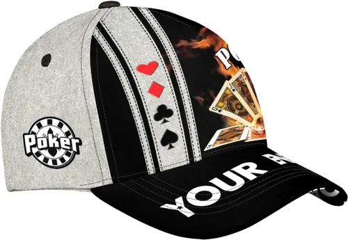 Vista 2 de ThuhaTree Store - Gorra de béisbol clásica con nombre personalizado para tarjetas de póquer, gorra de póquer