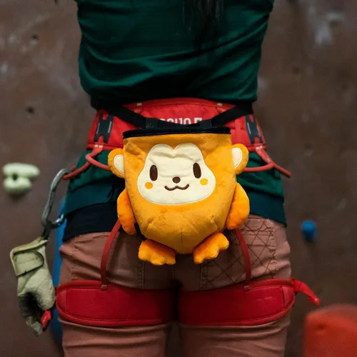 Vista 4 de Bolsa de tiza para escalada en roca, cubo de tiza Bouldering con cinturón de clip rápido, bolsillo con cremallera y soporte para cepillo