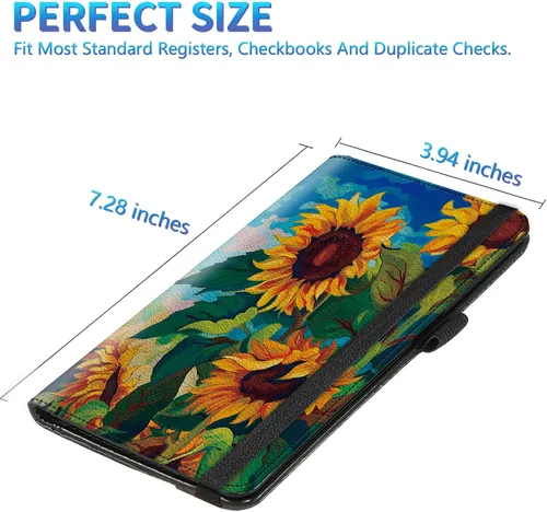 Vista 33 de Funda para chequera para hombres y mujeres, cartera de cuero RFID con ranuras para tarjetas de crédito, soporte de cheques duplicados personales