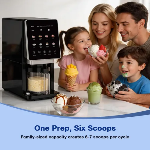 Vista 6 de H-Duka 10-in-1 Ice Cream Maker Machine, 800W Frozen Treat Maker for Silky Gelato, Sorbet&Slushies, One-Touch Mix-In & Re-Spin for Creamy Texture(Ice