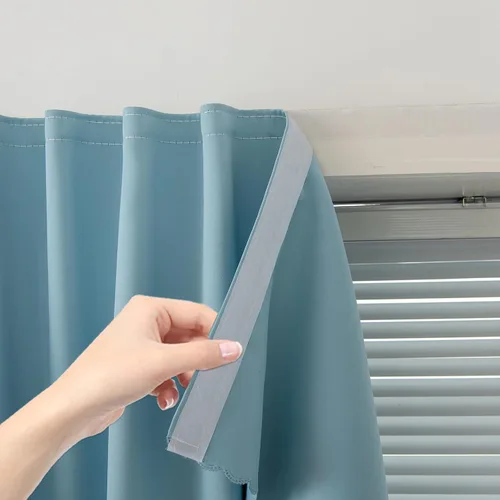 Vista 22 de Cortinas opacas con cinta autoadhesiva, sin barra, sin taladro, cubierta de ventana fácil de instalar para dormitorio, cocina, dormitorio, 34