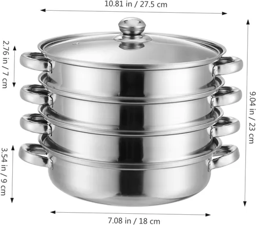 Vista 2 de Tofficu Multifuncional 4-capa Pot Vapor Hervir Olla Asiática para Stock Home Kitchen Accesorio