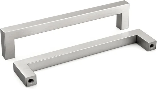 Vista 13 de homdiy Paquete de 1 tirador de gabinete de níquel cepillado de 3-3/4 pulgadas, manijas cuadradas de acero inoxidable para puerta de armario