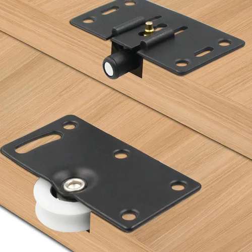 Vista 5 de Juego de 2 poleas de puerta corredera de gabinete, componente de hardware de rodillo, rueda inferior de nailon silenciosa con poleas de interruptor