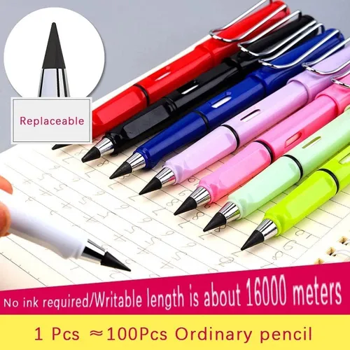 Vista 6 de Lápiz sin tinta Eternal, tecnología de escritura, lápiz eterno con bolígrafo reemplazable, paquete de 12 puntas de bolígrafo