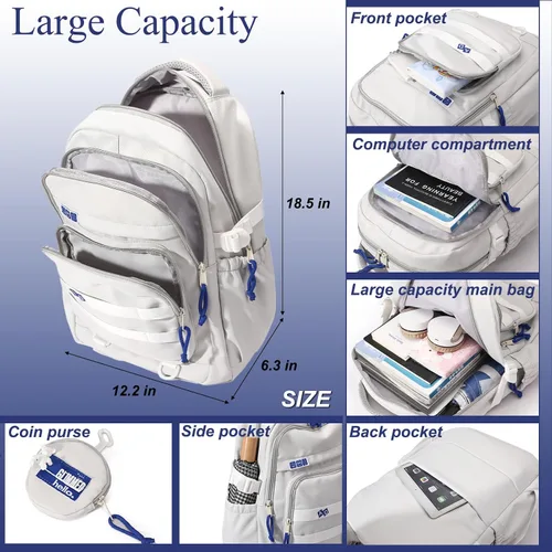 Vista 2 de YJMKOI Mochila para niños y niñas, para escuela media, escuela primaria, mochila estética para adolescentes y niños, A-Negro, Classic