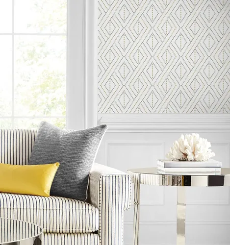 Vista 5 de Lillian August NextWall Luxe Haven Boho Grid - Papel tapiz autoadhesivo (Argos gris y amarillo)
