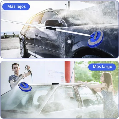 Vista 4 de Cepillo de lavado de automóvil de 62 pulgadas con mango largo y cepillo de lavado de autos, kit de cepillo de limpieza de microfibra para automóvil
