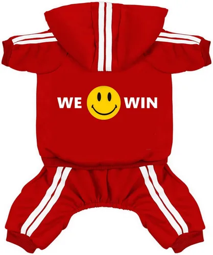 Vista 8 de Traje para mascotas – Lindo suéter con capucha para perro, ropa de invierno, pijama de 4 patas, rojo para cachorros, perros pequeños, medianos