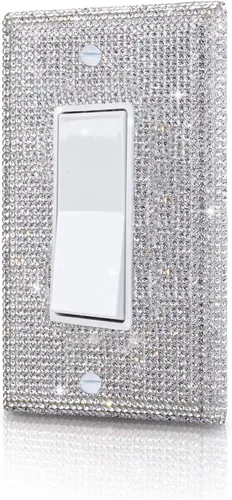 Vista 13 de Diamantes de imitación rosa brillante, placa decorativa para interruptor de luz de palanca simple, placa de cubierta decorativa, cubierta