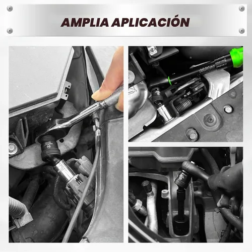 Vista 7 de Juego de adaptadores giratorios de impacto de 7 piezas, 1/4" 3/8" 1/2" Drive Universal Joint Socket Set CR-MO Steel, reductor de enchufes de junta