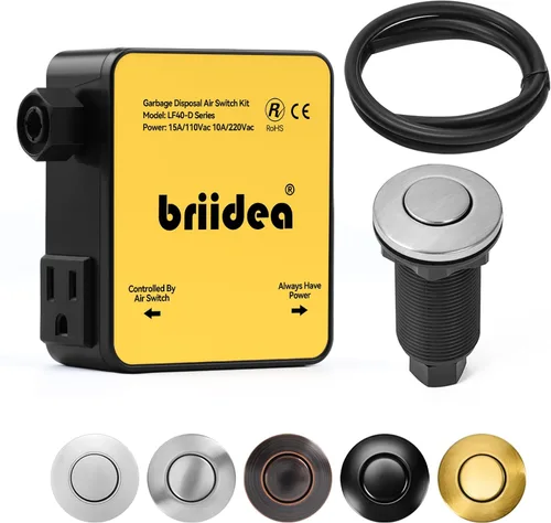 Vista 8 de Kit de interruptor de aire para eliminación de basura, desagüe de fregadero, eliminación de residuos largo, botón de aire de encendido/apagado