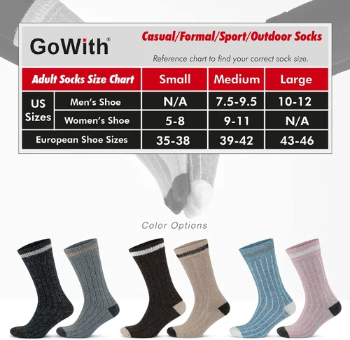 Vista 2 de GoWith Alpaca Wool Socks for Men & Women, Alpaca-Merino Blend Warm Cozy Crew Socks, Thermal Regular-Fit Boot Socks
