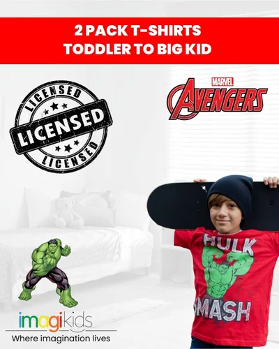 Vista 4 de Marvel Paquete de 2 camisetas para niños pequeños a niños grandes (2T - 18-20)