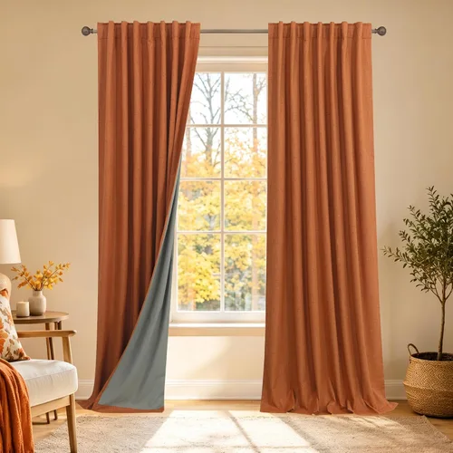 Vista 64 de KOUFALL Cortinas opacas de lino de 24 pulgadas de largo, cortinas térmicas cortas para oscurecer la habitación, cortina de baño para cocina sobre