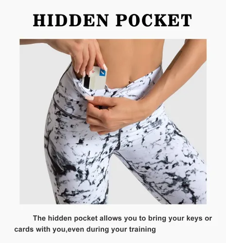 Vista 2 de Dragon Fit - Pantalones de yoga de compresión con bolsillos interiores, pantalones deportivos de cintura alta con control de abdomen, leggings