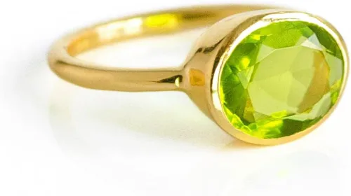 Vista 158 de Oval Birthstone Ring Bezel Set in Vermeil Gold, Sterling Silver, or Rose Gold, Stacking Birthstone Ring [rOMB]
