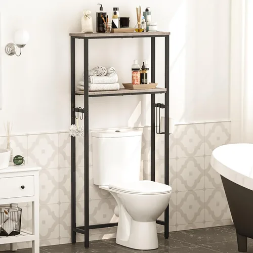 Vista 4 de HOOBRO Estante de Almacenamiento Sobre el Inodoro, Organizador de Baño de 2 Niveles Sobre el Inodoro, Estantes de Baño con Soporte para Papel