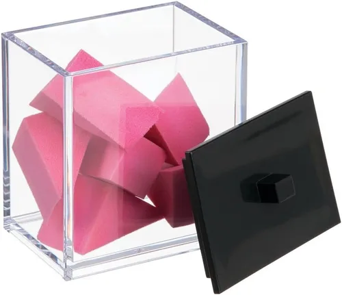 Vista 5 de MDesign Moderna encimera cuadrada de tocador de baño tarro recipiente organizador para hisopos de algodón, bolas de algodón, esponjas