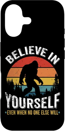 Vista 32 de Funda inspiradora para iPhone 16 Believe in Yourself Retro Bigfoot Sasquatch