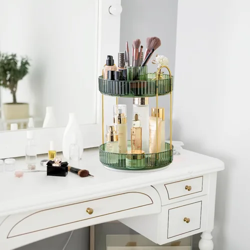 Vista 7 de MGBPEI Organizador de maquillaje giratorio de 360°, bandejas de baño, organizador de encimera, carrusel de maquillaje, estante giratorio de gran