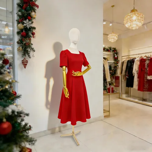 Vista 6 de Maniquí femenino forma de vestido de maniquí para mujer, torso con soporte, altura ajustable, 63-81 pulgadas, maniquí con cabeza de brazo
