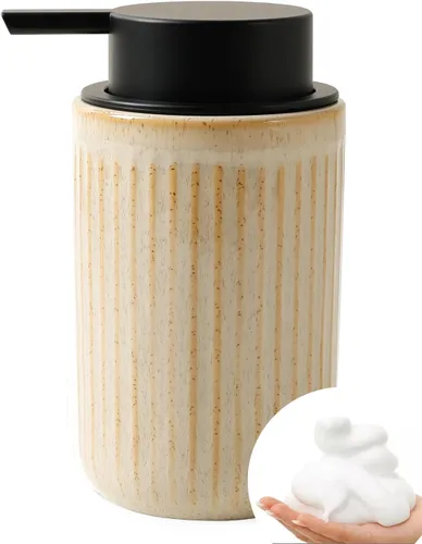 Vista 12 de BosilunLife Dispensador de Jabón de Manos de Espuma - Dispensador de Jabón de Espuma de Cerámica para Baño de 12 oz Dispensador de Jabón Líquido