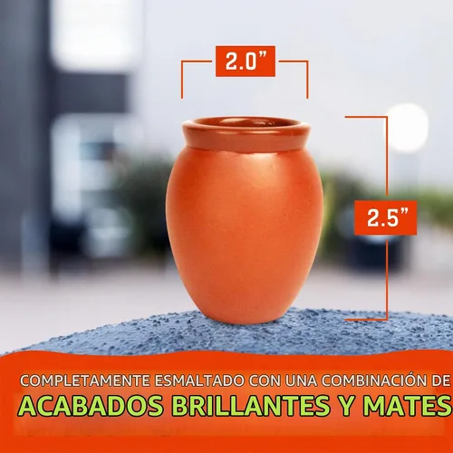 Vista 6 de Mini vasos de arcilla de 2 onzas, vasos de chupito de tequila, Cantaritos de Barro Mexicanos para tequila, margaritas, mojitos y más, vasos