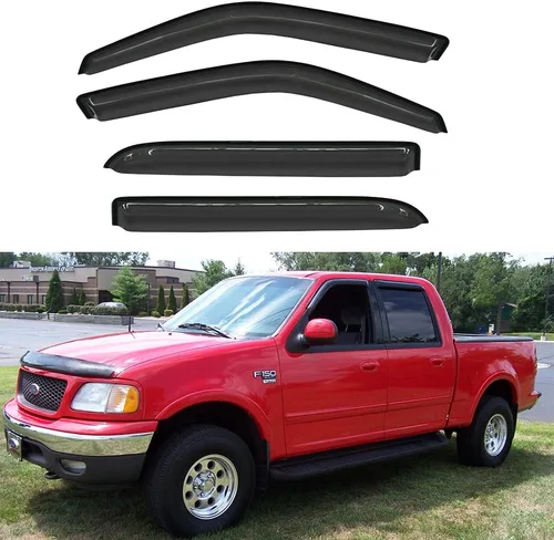 Vista 11 de Protector de lluvia solar Deflector de viento para ventana Ford F150 1997-2003 Super/Extended Cab 1997-1999 F250 Light Duty Super/Extended Cab, 4