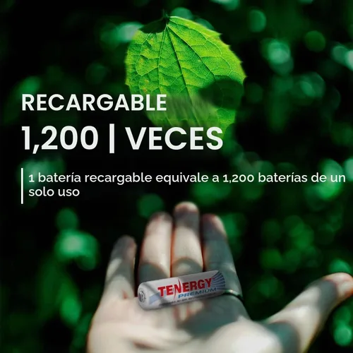 Vista 6 de Tenergy Paquete de 4 pilas AA recargables premium, batería AA NiMH de 2500 mAh de capacidad, batería doble A