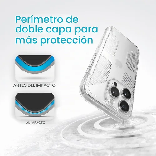 Vista 4 de Speck Funda transparente para iPhone 15 Pro, delgada, protección contra caídas, agarre, resistente a los arañazos, no se amarillea, funda