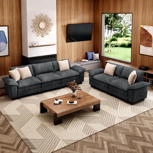 Vista 41 de Sofá Seccional Modular Individual de 53.5", Sillón de Pana Suave y Afelpada con Asiento Profundo Cómodo y Brazos Removibles para Sala de Estar