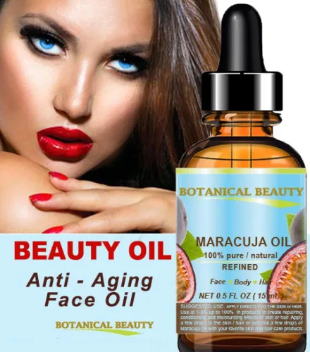 Vista 4 de Botanical Beauty Aceite de maracuja 100% puro y natural prensado en frío sin diluir para cara, piel, cabello, cuerpo, labios, uñas, 1 onza líquida