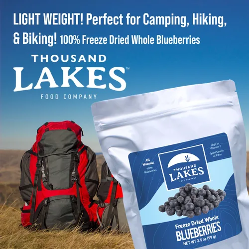 Vista 5 de Thousand Lakes Fruta Deshidratada Congelada - Arándanos 3.5 onzas Sin Azúcar Agregado 100% Arándanos Enteros 100% Whole Blueberries, Premium