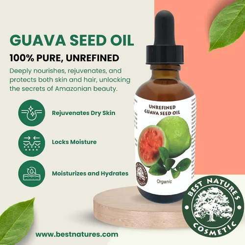 Vista 8 de Best Nature's Cosmetics Aceite de semilla de guayaba orgánico prensado en frío para piel y cabello – Aceite hidratante rico en vitamina C rico