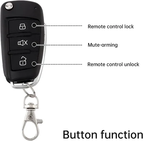Vista 6 de Alarma de auto universal de 12V con sistema de entrada sin llave y control remoto, sirena y sensor
