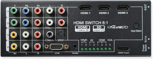 Vista 4 de Convertidor HDMI multifuncional con 8 entradas (VGA + AV + componente Ypbpr + HDMI) a una salida HDMI, salida COAXIAL, salida SPDIF compatible