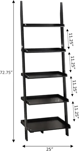 Vista 3 de Escalera para librero. De Convenience Concepts American Heritage, Madera Sólida, Negro